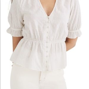 NWT Madewell V-Neck Peplum Popover Top in Clipdot